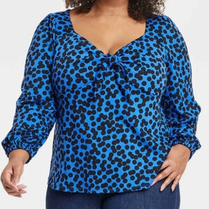 NWT Ava & Viv Long Sleeve Sweetheart Tie Front Jersey Shirt Size 4X